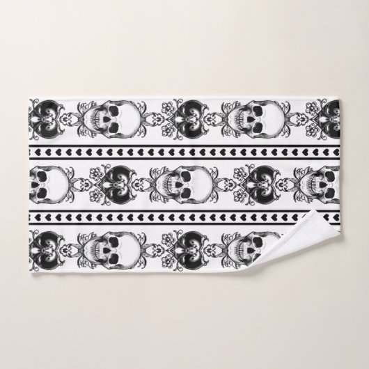 Baroque Crâne Motif blanc (Serviette à main)