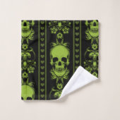 Baroque Crâne Motif vert (Gant de toilette)