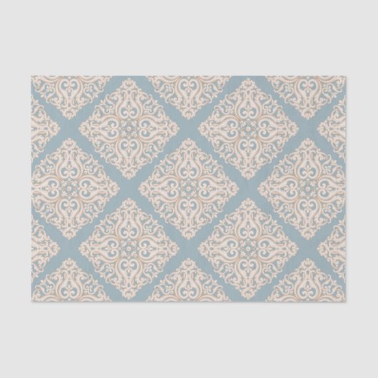 Baroque Damask Brocade over Powder Blue-ontkoppeli Tissuepapier (Voorkant)
