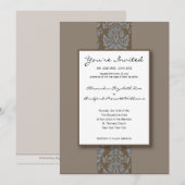Baroque Damask Coup de mariage Invitation : sépia (Devant / Derrière)