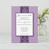 Baroque Damask Coup de mariage Invitation : violet (Debout devant)