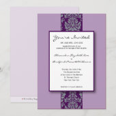 Baroque Damask Coup de mariage Invitation : violet (Devant / Derrière)
