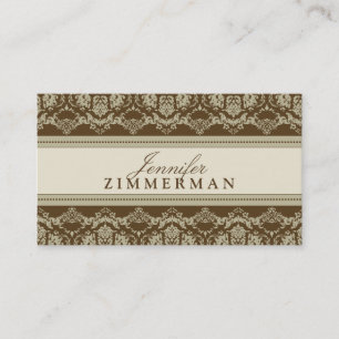 Baroque Damask Designer Carte de visite :: taupe