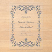 Baroque Elegant Frame Wedding Acrylic Invitation Acryl Uitnodigingen (Voorkant)