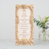 Baroque Elegant Gold Floral Wedding Menu (Staand voorkant)