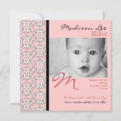 Baroque en Faire-part bébé rose (Devant)