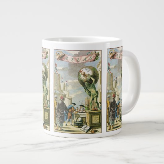  Baroque Era Atlas Frontispiece World Wereldbol Jumbo Mok (Voorkant rechts)