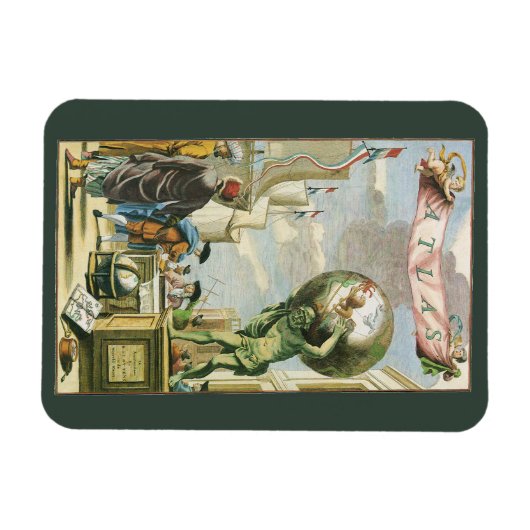 Baroque Era Atlas Frontispiece World Wereldbol Magneet (Horizontaal)