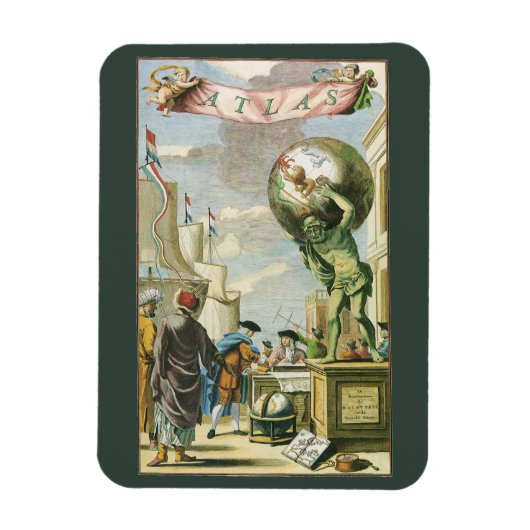 Baroque Era Atlas Frontispiece World Wereldbol Magneet (Verticaal)