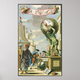 Baroque Era Atlas Frontispiece World Wereldbol Poster