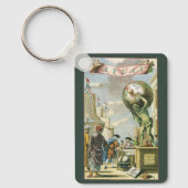  Baroque Era Atlas Frontispiece World Wereldbol Sleutelhanger (Voorkant)