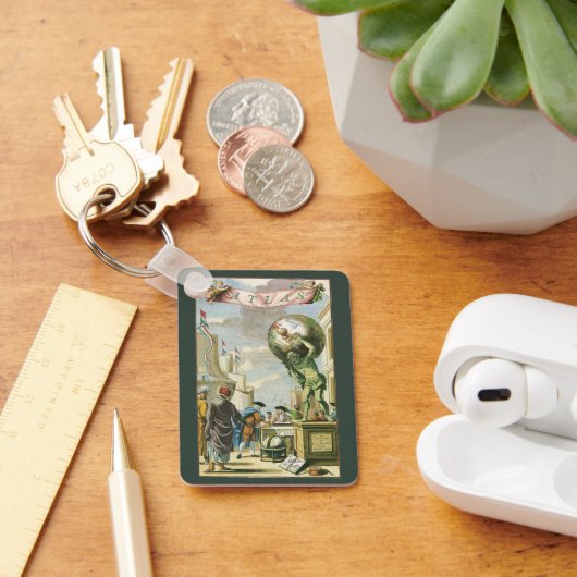  Baroque Era Atlas Frontispiece World Wereldbol Sleutelhanger (Bureau)