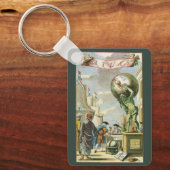  Baroque Era Atlas Frontispiece World Wereldbol Sleutelhanger (Voorkant)