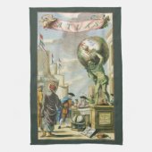 Baroque Era Atlas Frontispiece World Wereldbol Theedoek (Verticaal)