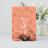 Baroque et Pivoines - Carte de Numéro de Table (Debout devant)