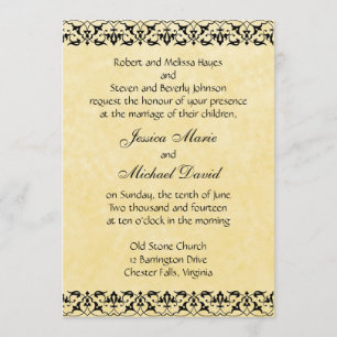 Baroque Filigree Lace Wedding Invitation Kaart
