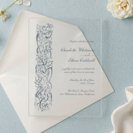 Baroque Floral Border, Wedding Acrylic Invitation Acryl Uitnodigingen