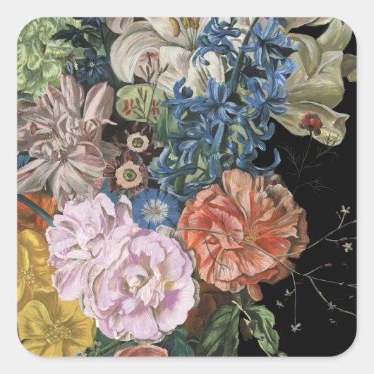Baroque Floral - Bouquet Vierkante Sticker (Voorkant)