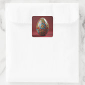 Baroque Floral Easter Egg Vierkante Sticker (Tas)