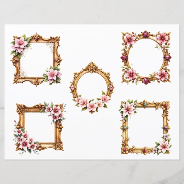Baroque Floral Frame Scrapbook Paper Cutouts (Voorkant)