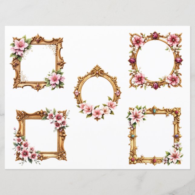 Baroque Floral Frame Scrapbook Paper Cutouts (Voorkant)