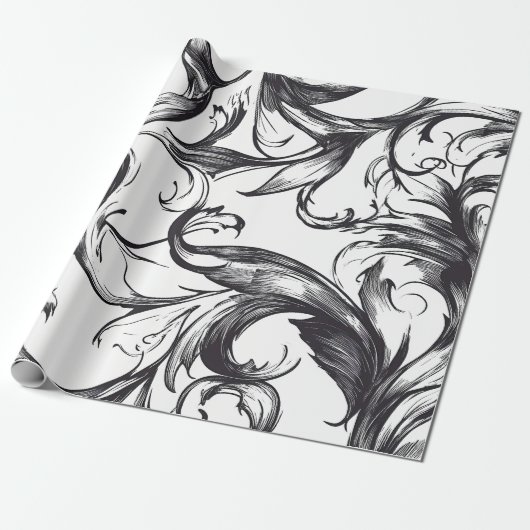 Baroque Flourish Wrapping Paper Cadeaupapier (Uitgerold)