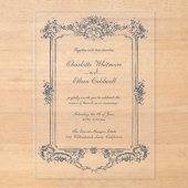 Baroque Frame Elegant Wedding Acrylic Invitation Acryl Uitnodigingen (Voorkant)