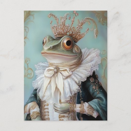 Baroque Frog Royal King Portrait Design Briefkaart (Voorkant)