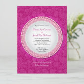 Baroque Fuchsia Plaque Wedding Invitation Kaart (Staand voorkant)