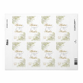 Baroque Gold Scroll Mariage blanc Étiquette à vin (Feuille entière)