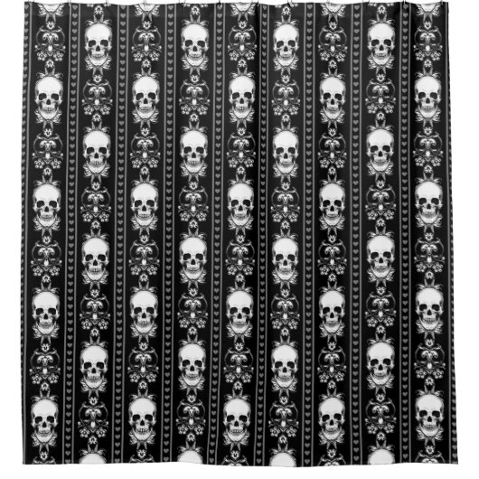 Baroque Gothic Skull Stripe Douchegordijn (Voorkant)