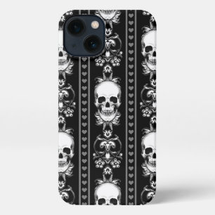 Baroque Gothic Skull Stripe iPhone 13 Hoesje