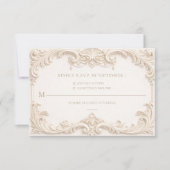 Baroque Ivory Elegant Wedding RSVP Card (Devant)
