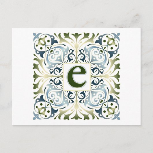 Baroque Letter E Briefkaart (Voorkant)