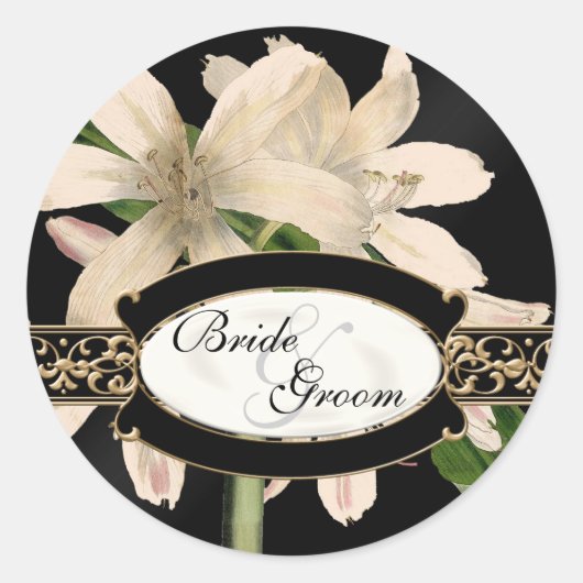 Baroque  Lily Gold Formal Favor Gift Labels (Voorkant)
