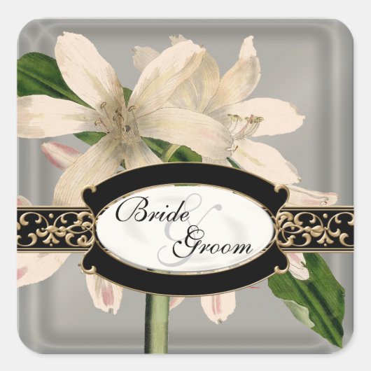 Baroque  Lily Gold Formal Favor Gift Labels (Voorkant)