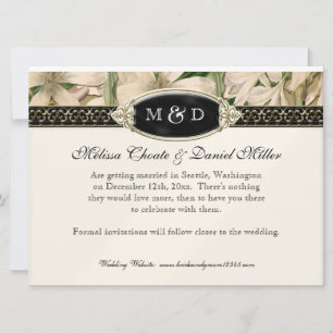 Baroque Lily Gold Formal Save the Date Kaart