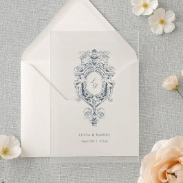 Baroque Ornament Crest Calligraphy Wedding  Acryl Uitnodigingen