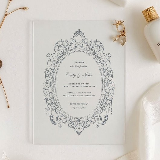 Baroque Oval Frame Wedding Acrylic Invitation