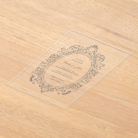 Baroque Oval Frame Wedding Acrylic Invitation (Poser)