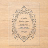 Baroque Oval Frame Wedding Acrylic Invitation (Recto)