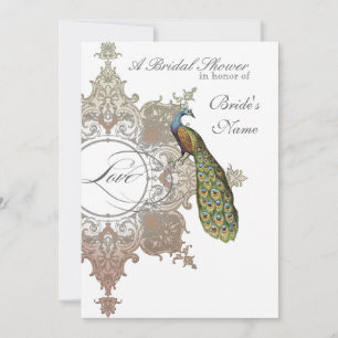 Baroque Peacock Vrijgezellenfeest Invite - Mocha T Kaart