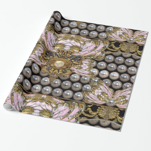 Baroque Pearly Elegant Romantic Cadeaupapier (Uitgerold)