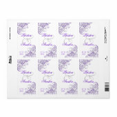 Baroque Purple Scroll Blanc Mariage Étiquette de v (Feuille entière)