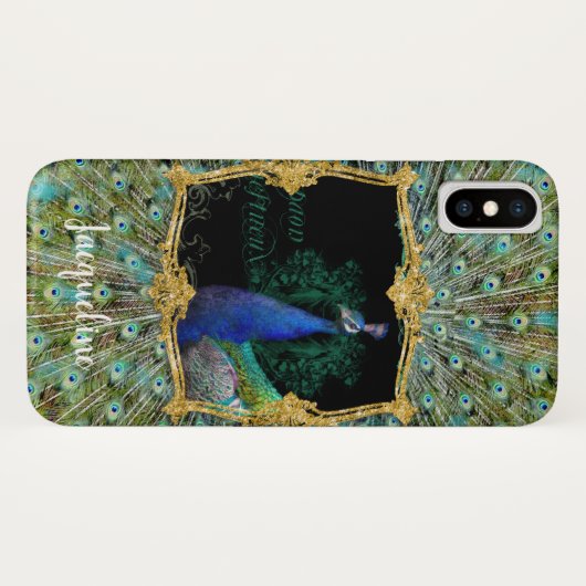 Baroque Roccoco Elegant Peacock met scrollen Case-Mate iPhone Case (Achterkant (horizontaal))