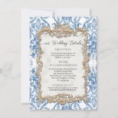 Baroque Rococo Blue White Floral - Gegevens Kaart (Voorkant)