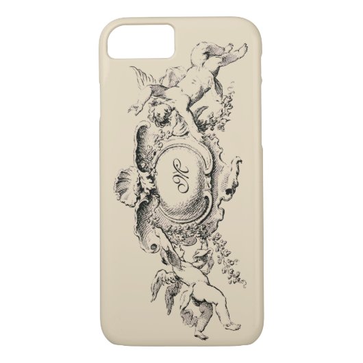  Baroque Rococo Cherubs Monogram Sjabloon Case-Mate iPhone Case (Achterkant)