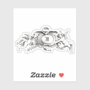 Baroque Rococo Cherubs Monogram Sjabloon Sticker