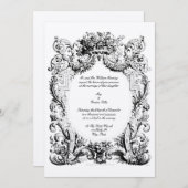Baroque Rococo Wedding Invitation Sjabloon Kaart (Voorkant / Achterkant)