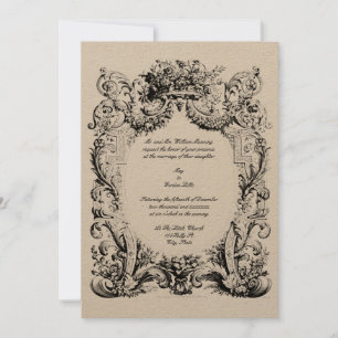 Baroque Rococo Wedding Invitation Sjabloon Kaart